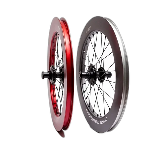 3d render, close-up, image, two, bicycle, wheels, red, accents transparent PNG cut-out