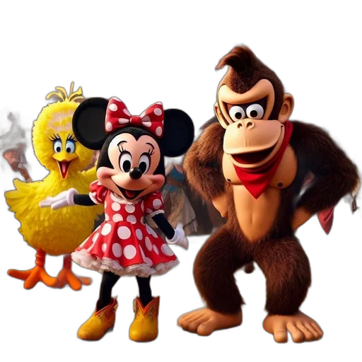 animal, 3d render, concept art, cartoon, photorealistic, minnie, mouse, stands transparent PNG cut-out
