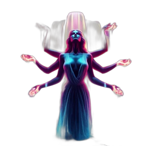 creature, dress, robot, mask, concept art, 3d render, fantasy art, vaporwave transparent PNG cut-out