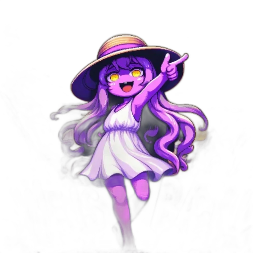 hat, staff, dress, creature, pixel art, anime, concept art, vaporwave transparent PNG cut-out