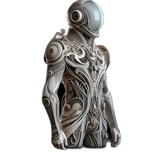 robot, dress, jewelry, 3d render, concept art, fantasy art, photorealistic, outer space transparent PNG cut-out