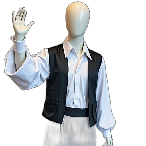 staff, jacket, robot, dress, 3d render, concept art, photorealistic, mannequin transparent PNG cut-out