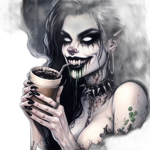 fantasy art, comic book art, concept art, watercolor, dark, gothic, portrait, shows transparent PNG cut-out