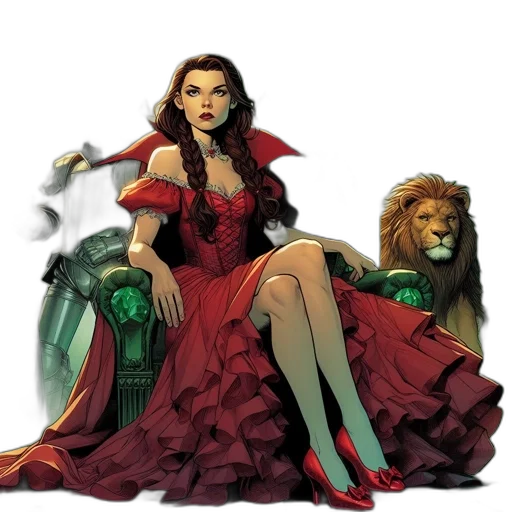 dress, comic book art, concept art, fantasy art, pixel art, fire, red, green transparent PNG cut-out