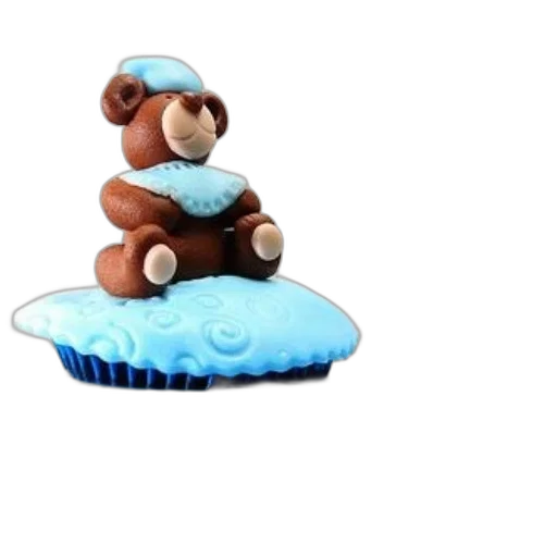 food, 3d render, blue, teddy, bear, cake, icing, sits transparent PNG cut-out