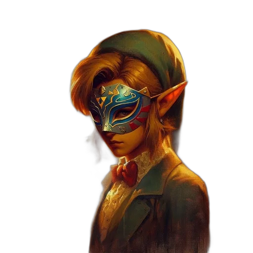 mask, face, hat, creature, concept art, fantasy art, comic book art, watercolor transparent PNG cut-out
