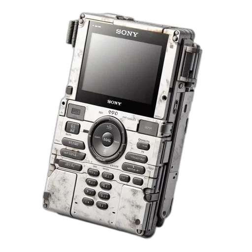 robot, jewelry, worn, rugged, sony, walkman, futuristic, post-apocalyptic transparent PNG cut-out