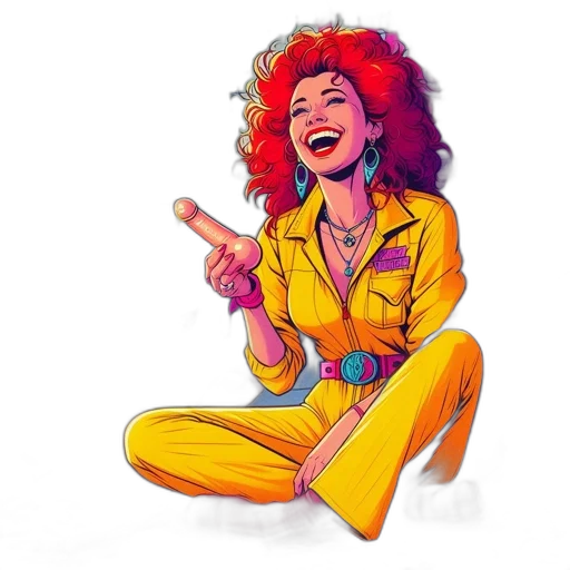 jacket, staff, comic book art, cartoon, concept art, pixel art, neon, teenage transparent PNG cut-out