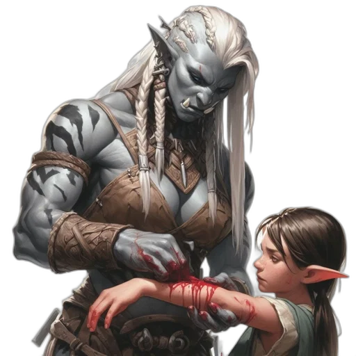 creature, concept art, comic book art, fantasy art, illustration, tattooed, male, character transparent PNG cut-out