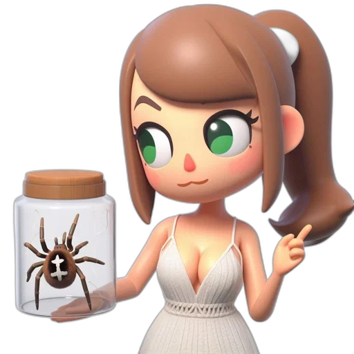 dress, animal, creature, 3d render, concept art, pixel art, cartoon, animated transparent PNG cut-out
