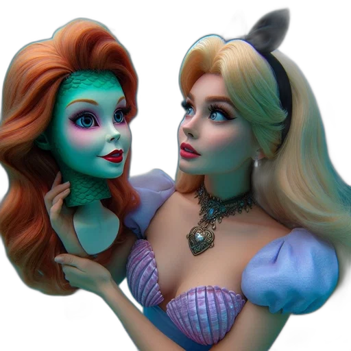 mask, 3d render, fantasy art, concept art, photorealistic, underwater, woman, dressed transparent PNG cut-out