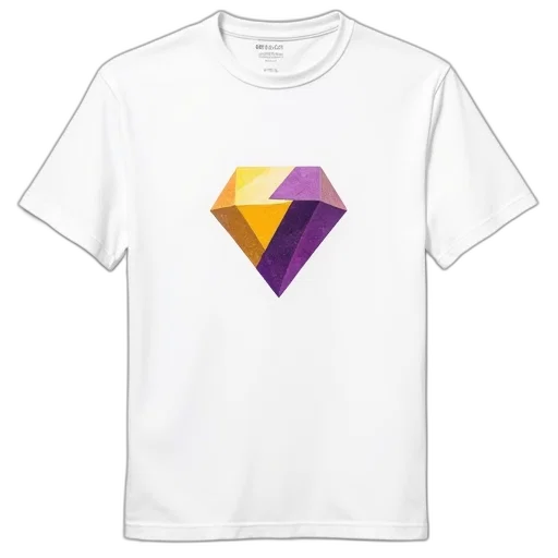3d render, pixel art, white, shirt, diamond, print, purple, yellow transparent PNG cut-out