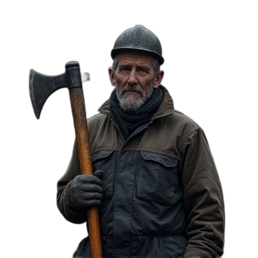 staff, weapon, hat, jacket transparent PNG cut-out