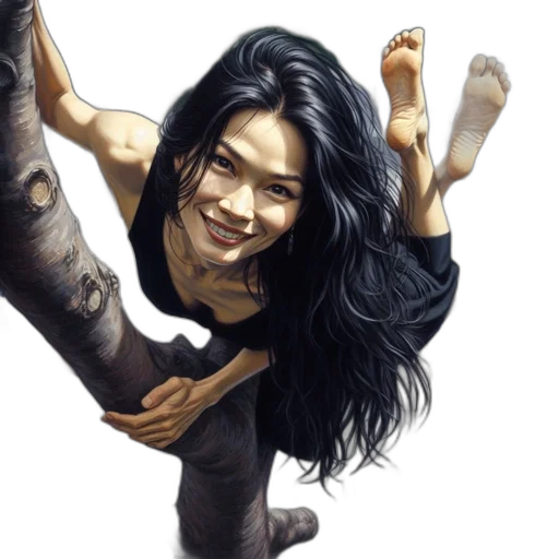 dragon, comic book art, fantasy art, concept art, photorealistic, woman, long, black transparent PNG cut-out