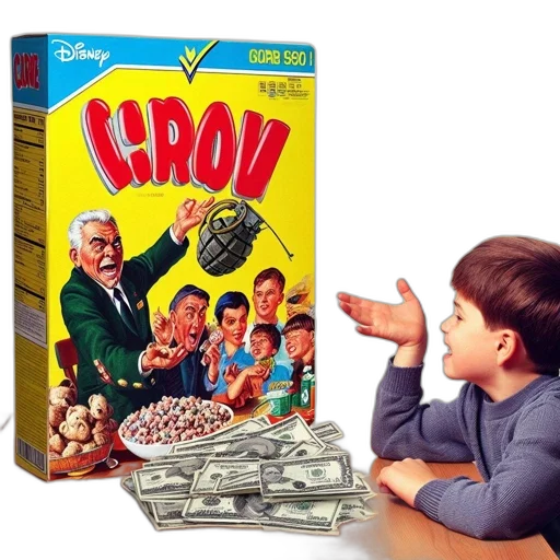 food, weapon, robot, image, satirizes, cereal, box, named transparent PNG cut-out
