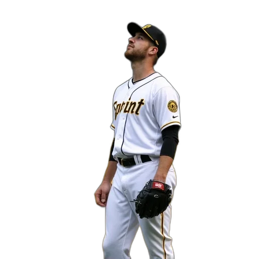 staff, animal, photorealistic, golden, baseball, player, standing, field transparent PNG cut-out