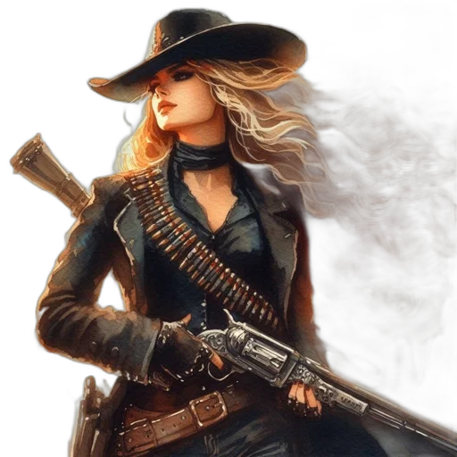 weapon, fantasy art, concept art, photorealistic, comic book art, contemplative, woman, flowing transparent PNG cut-out