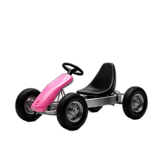 car, 3d render, pink, black, electric, go-kart, seat, silver transparent PNG cut-out