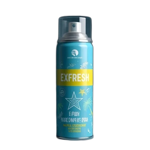 bottle, blue, aerosol, spray, can, yellow, label, featuring transparent PNG cut-out