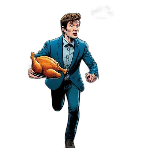 jacket, comic book art, concept art, cartoon, man, blue, suit, runs transparent PNG cut-out