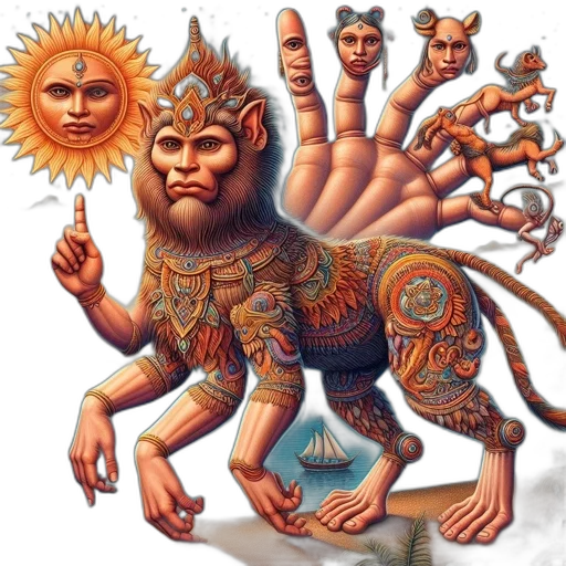 creature, crown, staff, mask, concept art, fantasy art, 3d render, central transparent PNG cut-out