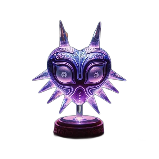 mask, creature, crown, fantasy art, vaporwave, 3d render, concept art, glowing transparent PNG cut-out