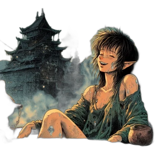 dragon, fantasy art, concept art, comic book art, watercolor, fog, fire, forest transparent PNG cut-out