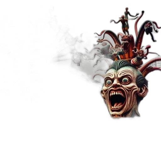 mask, staff, face, creature, concept art, fantasy art, 3d render, photorealistic transparent PNG cut-out