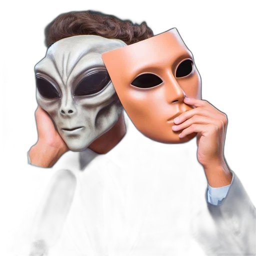 mask, face, creature, robot, concept art, vaporwave, 3d render, fantasy art transparent PNG cut-out