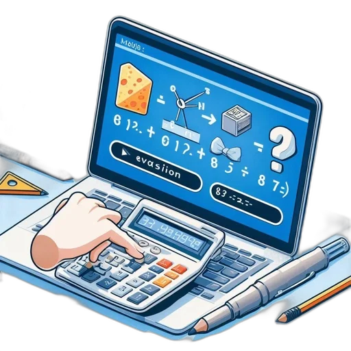 3d render, concept art, illustration, shows, laptop, displaying, calculator, app transparent PNG cut-out