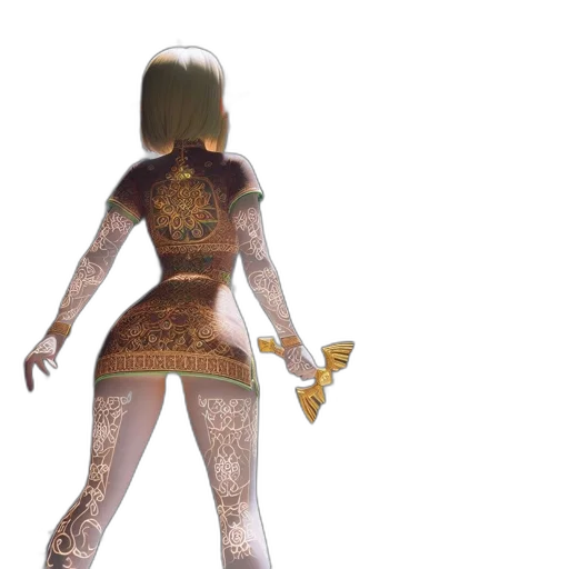 staff, robot, dress, mask, concept art, 3d render, fantasy art, pixel art transparent PNG cut-out