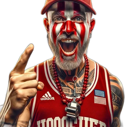 photorealistic, man, passionately, supports, indiana, university, basketball, team transparent PNG cut-out