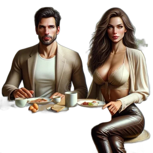 jacket, jewelry, dress, concept art, photorealistic, fantasy art, oil painting, fire transparent PNG cut-out
