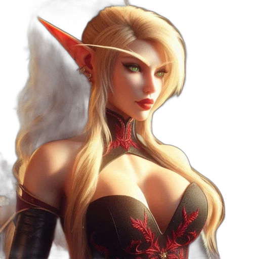 dragon, fantasy art, concept art, pixel art, photorealistic, red, elfin, woman transparent PNG cut-out