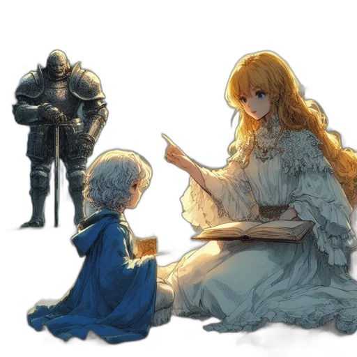 sword, dress, concept art, fantasy art, watercolor, comic book art, fire, snow transparent PNG cut-out