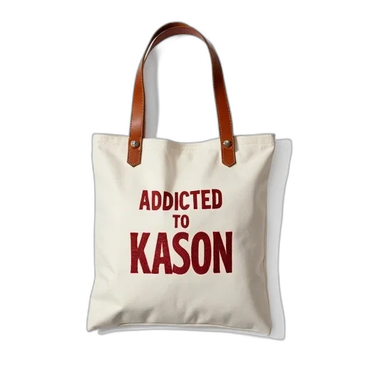 white, canvas, tote, bag, brown, leather, strap, red transparent PNG cut-out