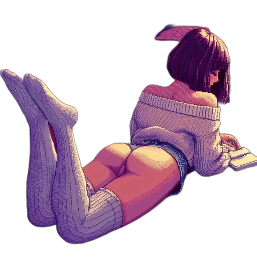 dress, jacket, shoes, robot, 3d render, pixel art, concept art, vaporwave transparent PNG cut-out