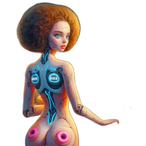 dress, robot, concept art, fantasy art, comic book art, 3d render, outer space, futuristic transparent PNG cut-out