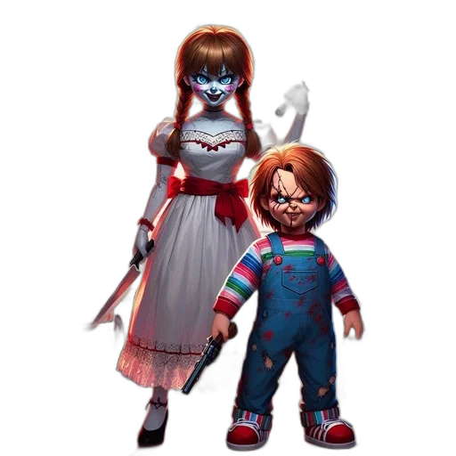 mask, concept art, 3d render, pixel art, comic book art, two, characters, one transparent PNG cut-out