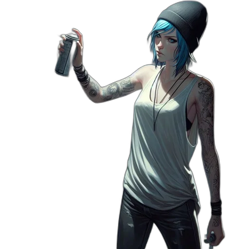 hat, weapon, staff, jacket, concept art, cyberpunk, comic book art, fantasy art transparent PNG cut-out