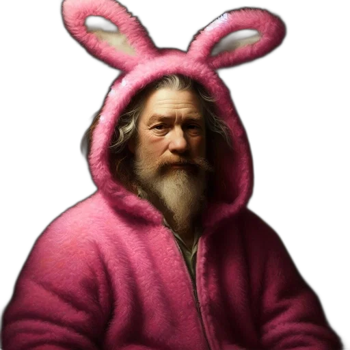 animal, creature, jacket, hat, vaporwave, photorealistic, elderly, man transparent PNG cut-out