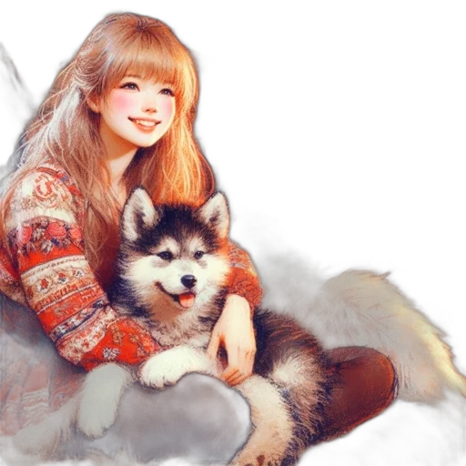 animal, photorealistic, oil painting, fantasy art, anime, snow, red, monochrome transparent PNG cut-out