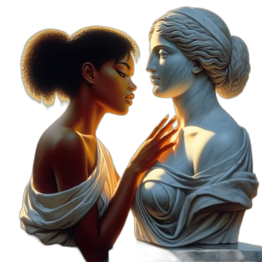 jewelry, face, photorealistic, oil painting, concept art, fantasy art, sunset, fire transparent PNG cut-out