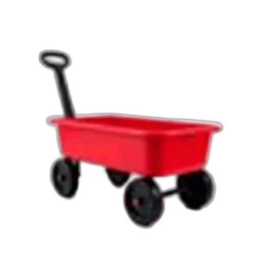 car, furniture, photorealistic, 3d render, red, plastic, wagon, black transparent PNG cut-out