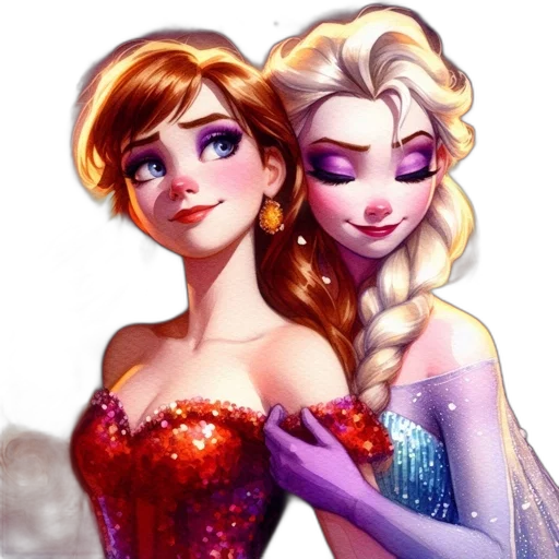 fantasy art, concept art, cartoon, pixel art, snow, two, animated, female transparent PNG cut-out