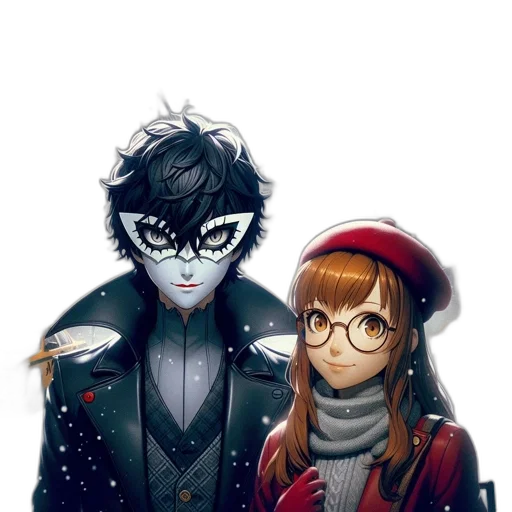mask, hat, jacket, pixel art, fantasy art, anime, comic book art, snow transparent PNG cut-out