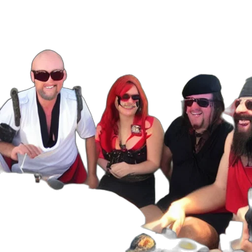 staff, 3d render, colleagues, having, pirate, themed, barbecue transparent PNG cut-out
