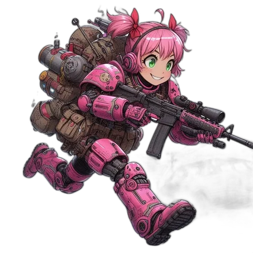 weapon, robot, animal, concept art, anime, cyberpunk, pixel art, animated transparent PNG cut-out