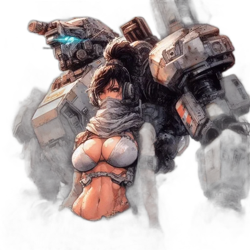 robot, weapon, concept art, cyberpunk, fantasy art, comic book art, outer space, snow transparent PNG cut-out