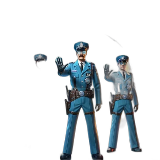 staff, weapon, robot, hat, concept art, 3d render, comic book art, vaporwave transparent PNG cut-out
